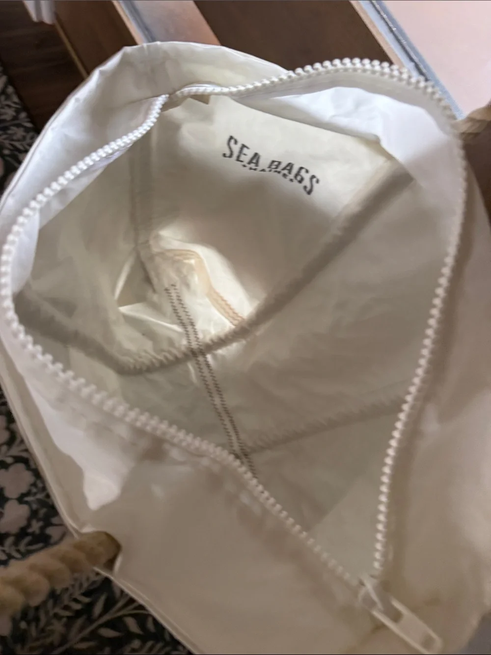 Sea Bags Maine Tote Bag with Black Number 3 Print - Rope Handles. Recycled Sails - Picture 11 of 16